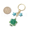 Glass Synthetic Turquoise Turtle Keychains KEYC-MZ00040-5