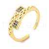 Colorful Cubic Zirconia Rectangle Open Cuff Rings RJEW-L106-008G-1