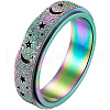 Stainless Steel Moon and Star Rotatable Finger Ring MOST-PW0001-005D-01-1