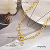 Elegant Brass Micro Pave Clear Cubic Zirconia & Imitation Pearl Pendant Necklaces for Women OE0683-2-2