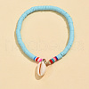 Bohemian Handmade Polymer Clay Hwishi Beaded Stretch Anklets WG70F94-03-1