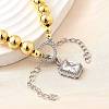 Round Brass Beads Charm Bracelets for Women BJEW-D317-05PG-2