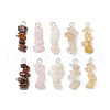 10Pcs 5 Colors 12 Constellation Natural Rose Quartz & Gold Rutilated Quartz & Tiger Eye & White Moonstone & Citrine Pendants PALLOY-JF02839-07-1
