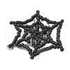 Halloween Theme Spider Web Glass Seed Beads Pendants PALLOY-MZ00779-01-4
