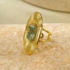 Natural Aquamarine Beads with 304 Stainless Steel Cuff Rings RJEW-Q017-01G-C-1