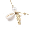 Marine Organism Alloy & Natural Cowrie Shell Charm Bracelets BJEW-JB11843-4