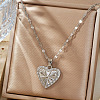 Fashionable Brass Micro Pave Clear Cubic Zirconia Heart Pendant Necklaces GG1510-2-1