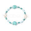 Synthetic Turquoise & Porcelain & Dyed Natural Howlite Beads Stretch Bracelets for Women BJEW-JB11793-01-2