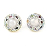 Mother's Day Jewellery Rack Plating Flat Round Brass With Natural Tourmaline & Rhinestone EJEW-U010-02C-G-1
