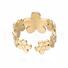 304 Stainless Steel Flower Wrap Open Cuff Ring RJEW-T023-44G-2