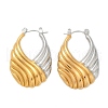 304 Stainless Steel Two Tone Stripe Hoop Earrings EJEW-S265-11GP-4