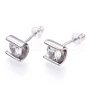 Rhodium Plated 925 Sterling Silver Micro Pave Cubic Zirconia Stud Earrings STER-T004-37P-2