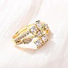 Brass Micro Pave Clear Cubic Zirconia Finger Rings for Women RJEW-U047-03G-1
