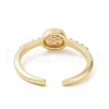 Clear Cubic Zirconia Flat Round Open Cuff Ring RJEW-E072-03G-3