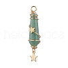 3Pcs 3 Styles Natural Green Aventurine Pointed Copper Wire Wrapped Faceted Bullet Big Pendants PALLOY-JF03572-02-3