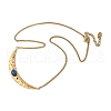 304 Stainless Steel Pave Natural Lapis Lazuli New Moon Pendant Necklaces NJEW-H071-01G-2