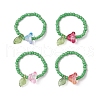 Glass Beads with Acrylic Charms Finger Rings RJEW-TA00205-2