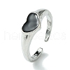 Heart Alloy Enamel Open Cuff Rings RJEW-K275-04P-1