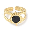 Ion Plating(IP) 304 Stainless Steel Enamel Cuff Finger Rings RJEW-L107-081G-02-2
