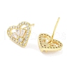 Brass Micro Pave Clear Cubic Zirconia Studs Earring for Women EJEW-S217-A08-2