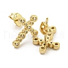 Brass Micro Pave Cubic Zirconia Ear Studs EJEW-P261-25C-G-2