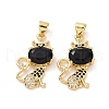 Brass Micro Pave Cubic Zirconia Pendants ZIRC-F134-20G-02-2