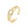 Brass Micro Pave Clear Cubic Zirconia Open Cuff Rings RJEW-G343-25G-4