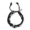 Adjustable Natural Obsidian & Hematite Braided Bead Bracelets BJEW-U035-01A-4