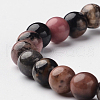 Natural Rhodonite Round Bead Stretch Bracelets BJEW-L594-D02-2