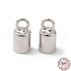 Rhodium Plated 925 Sterling Silver Cord Ends STER-P055-02C-P-1