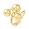 Rack Plating Brass Triple Round Ball Open Cuff Rings RJEW-D015-03G-2