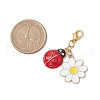 Ladybug & Flower Alloy Enamel Pendant Decoration HJEW-JM02600-3