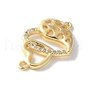 Brass Micro Pave Cubic Zirconia Heart Connector Charms KK-A252-28G-03-2