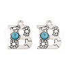Synthetic Turquoise & Alloy Pendants PALLOY-H146-01AS-B-1