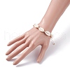 Natural Cowrie Shell Braided Bead Bracelet for Women BJEW-TA00044-01-3