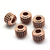 Rack Plating Brass Cubic Zirconia European Beads ZIRC-S023-02RG-1