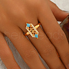 Brass Micro Pave Cubic Zirconia Geometric Adjustable Finger Rings for Women DJ0838-2-2