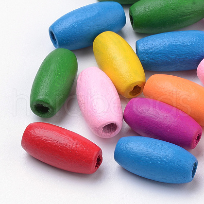 Spray Painted Natural Wood Beads WOOD-S038-30-LF-1
