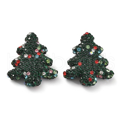 Christmas Tree Polymer Clay Rhinestone Beads CLAY-NH0001-14H-1