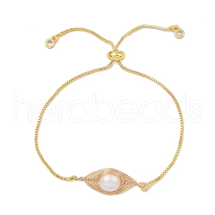 Mother's Day Jewellery Natural Cultured Freshwater Pearl Slider Bracelets BJEW-JB11215-1