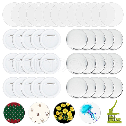 DIY Sublimation Blank Flat Round Brooch Pin Making Kit DIY-WH0430-387B-1