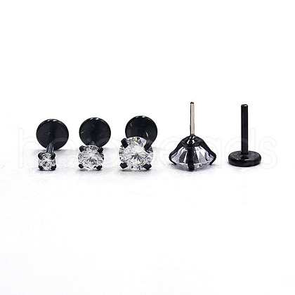 Stainless Steel Clear Cubic Zirconia Threadless Labret Stud WG18B1C-24-1