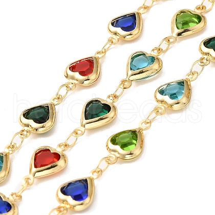 Heart Handmade Brass Glass Link Chains CHC-M024-04G-04-1