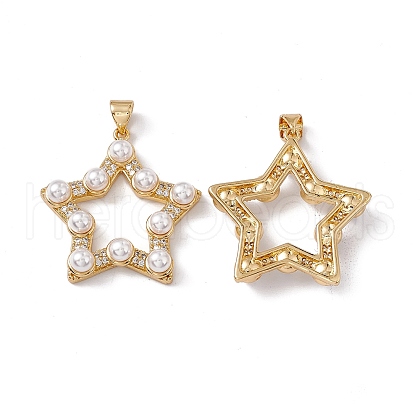 Brass Micro Pave Cubic Zirconia Pendants KK-B061-03G-1