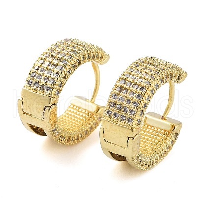 Brass Micro Pave Cubic Zirconia Hoop Earrings for Women EJEW-D086-06G-1