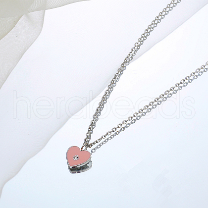 Sweet Pink Heart Pendant Necklace for Women UK9775-2-1