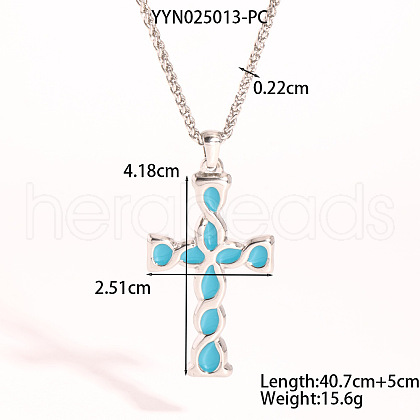 Stainless Steel Enamel Cross Pendant Necklaces YT7190-2-1