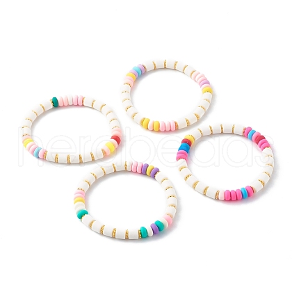 Handmade Polymer Clay Beads Stretch Bracelets BJEW-JB06428-1