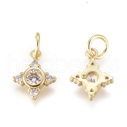 Brass Micro Pave Cubic Zirconia Charms KK-D159-13G-1