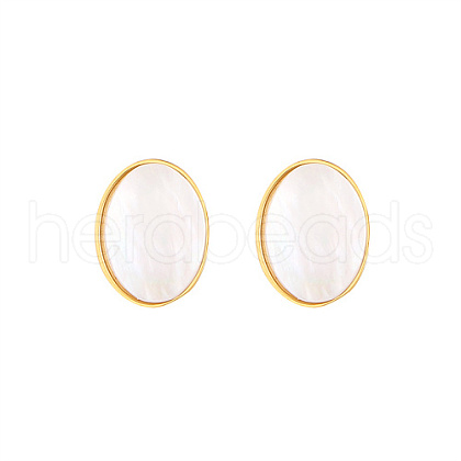 Natural Shell Oval Stud Earrings WV6287-1